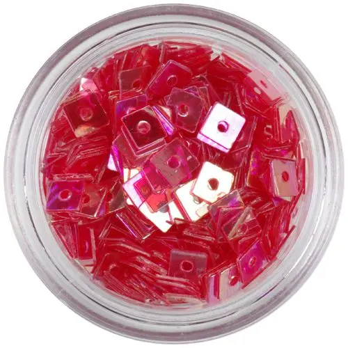 Okraski za nohte - svetlo rdeči kvadratki z luknjico