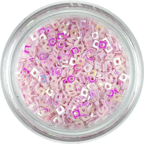 Okraski za nohte - svetlo koralni kvadratki z luknjico