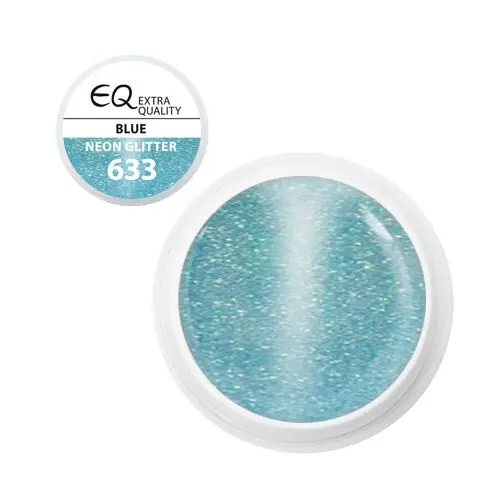 Barvni UV-gel - 633 Neon Glitter Blue, 5g