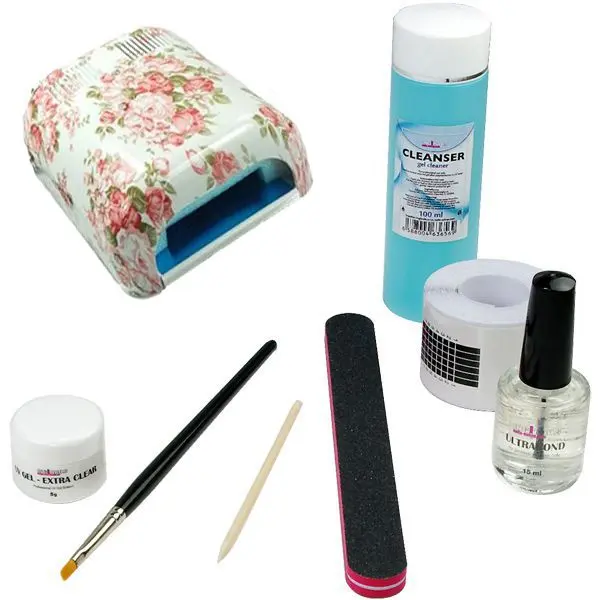 Enofazni UV-gel sistem - BASIC komplet, 36W UV-luč s cvetličnim vzorcem