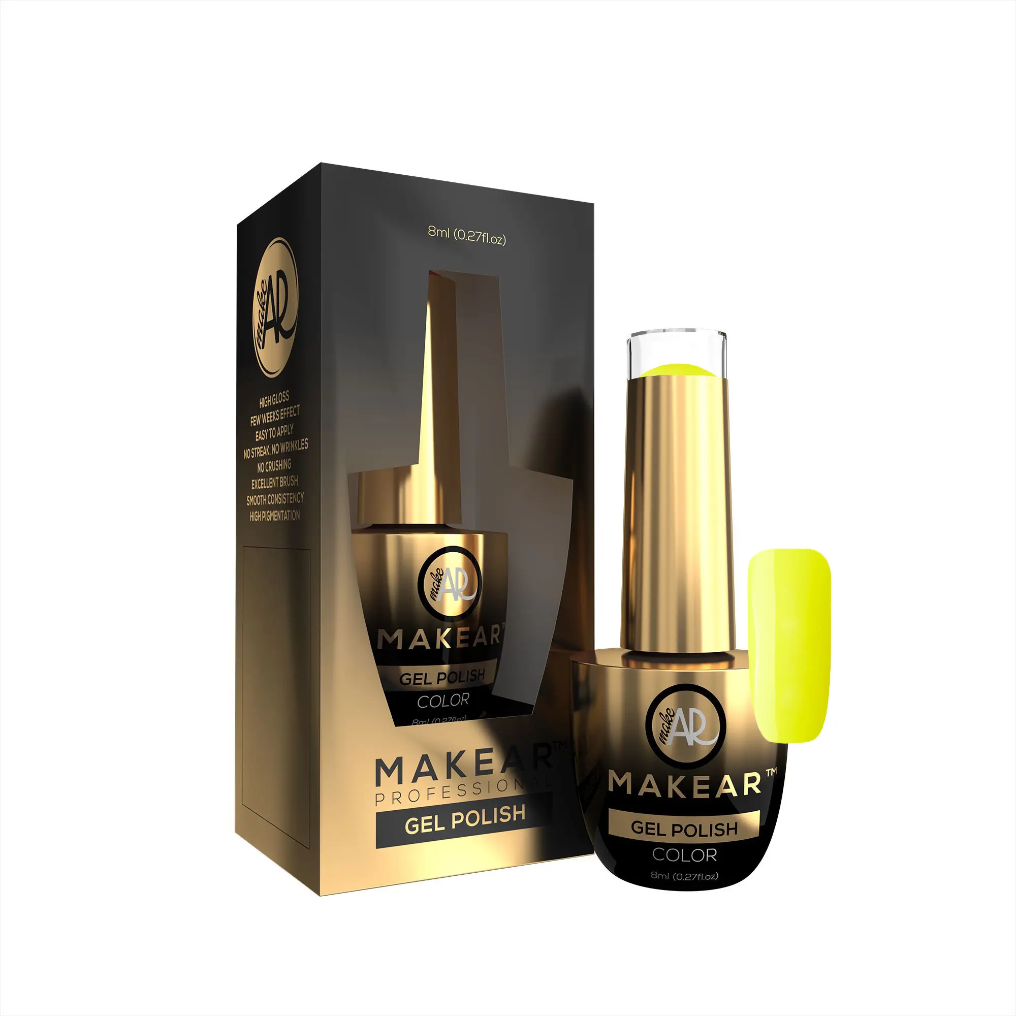 Makear Barvni gel lak za nohte – Neon rumena – N06, 8ml