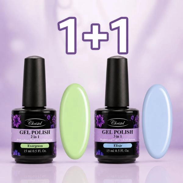 Christel Gel lak za nohte 2 v 1 – Evergreen 15 ml + AKCIJA: Gel lak Elixir 15 ml BREZPLAČNO