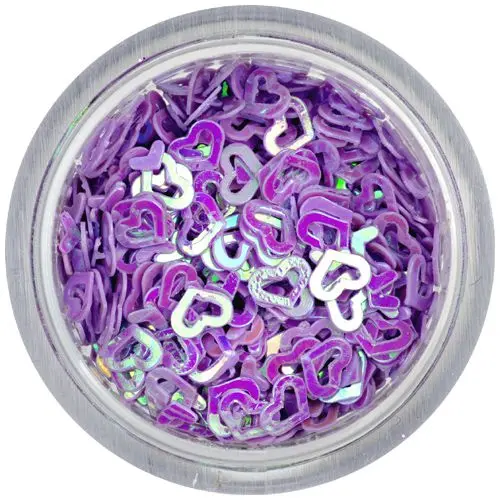 Konfeti za okraševanje nohtov - svetlo vijolična srca