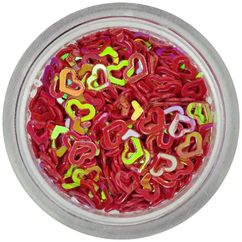 Bleščeči okraski za nohte - rdeča srca