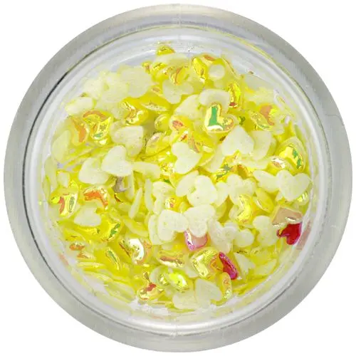 Dekoracija za nohte iz blaga - rumeni srčki