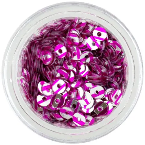 Okrogli bleščeči diski - srebrni z rožnatimi črtami