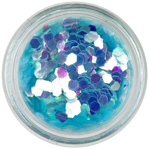 Svetlo modri konfeti - šestkotni elementi za konice aqua