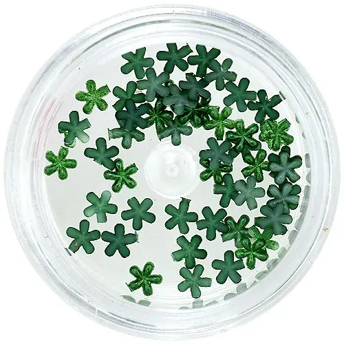 Perla nail art dekoracija - temno zelene rožice